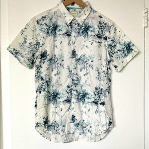 7 Diamonds Floral Print Casual Shirt - White and Blue